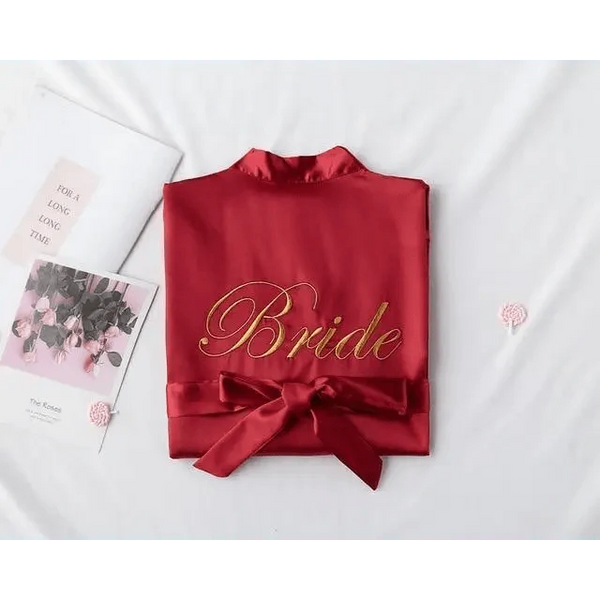 Elegant Wedding Bride Robe Lightweight Short Silk Sleepwear Women Indoor Bathrobes