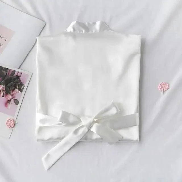 Elegant Wedding Bride Robe Lightweight Short Silk Sleepwear Women Indoor Bathrobes