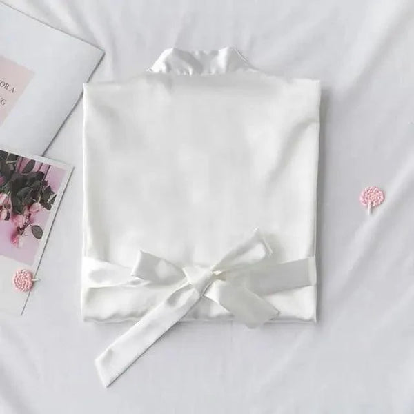 Elegant Wedding Bride Robe Lightweight Short Silk Sleepwear Women Indoor Bathrobes