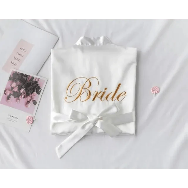 Elegant Wedding Bride Robe Lightweight Short Silk Sleepwear Women Indoor Bathrobes