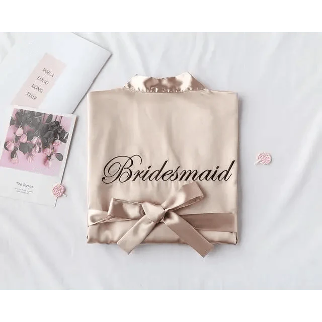 Elegant Wedding Bride Robe Lightweight Short Silk Sleepwear Women Indoor Bathrobes