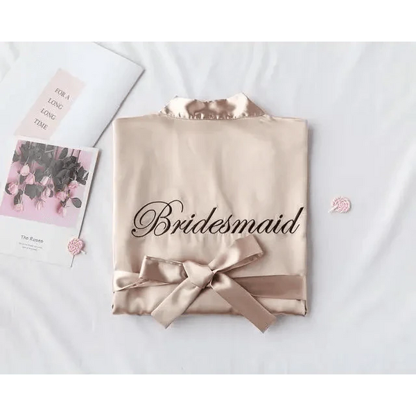 Elegant Wedding Bride Robe Lightweight Short Silk Sleepwear Women Indoor Bathrobes