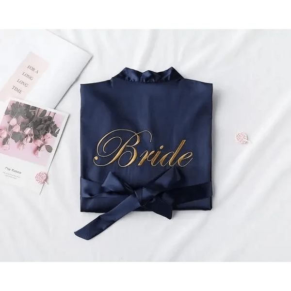 Elegant Wedding Bride Robe Lightweight Short Silk Sleepwear Women Indoor Bathrobes