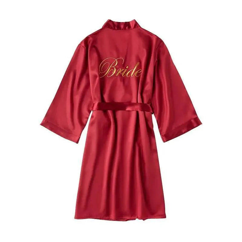 Elegant Wedding Bride Robe Lightweight Short Silk Sleepwear Women Indoor Bathrobes