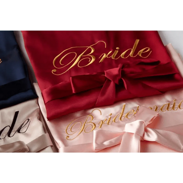 Elegant Wedding Bride Robe Lightweight Short Silk Sleepwear Women Indoor Bathrobes