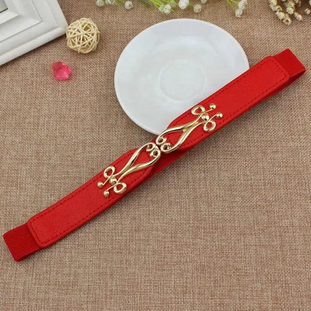 Elegant Wide Fabric Strap  Silver Metal Buckle Belts For Women Trendy Women's Fashion Stretchable Classic Color Belts