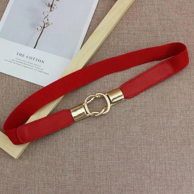 Elegant Wide Fabric Strap  Silver Metal Buckle Belts For Women Trendy Women's Fashion Stretchable Classic Color Belts