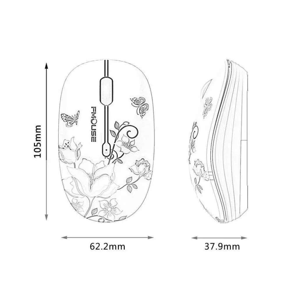 Elegant Women 2.4G Wireless Mouse Super Quiet 1600DPI Laptop Wireless Computer Optical Slim Mouse