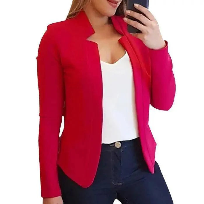 Elegant Women Blazer Thin Long Sleeve Blazer Solid Color Office Lady Suit Coat Fashionable Women Basic Coats