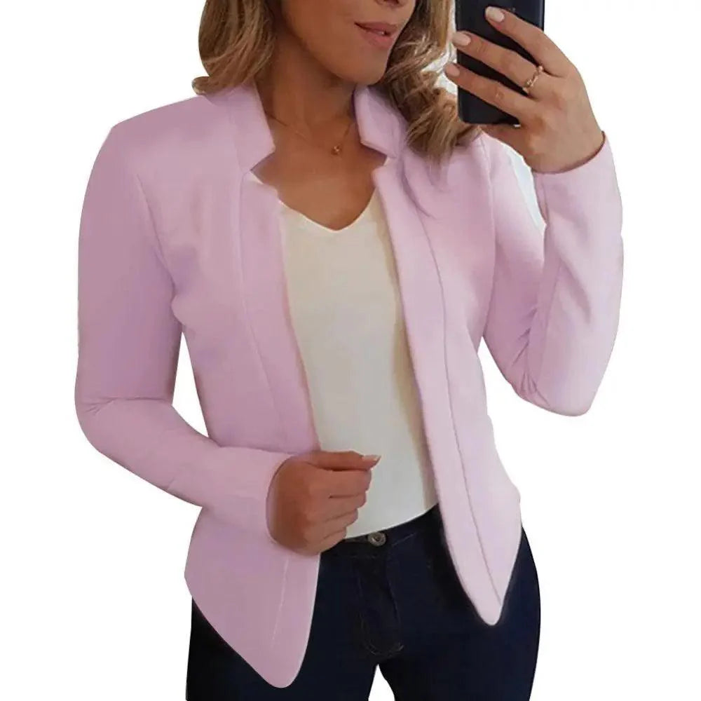 Elegant Women Blazer Thin Long Sleeve Blazer Solid Color Office Lady Suit Coat Fashionable Women Basic Coats