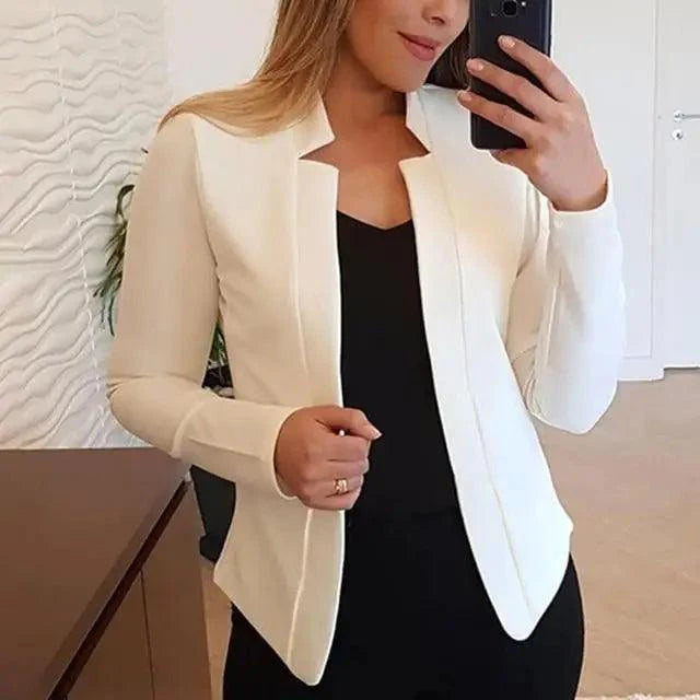 Elegant Women Blazer Thin Long Sleeve Blazer Solid Color Office Lady Suit Coat Fashionable Women Basic Coats