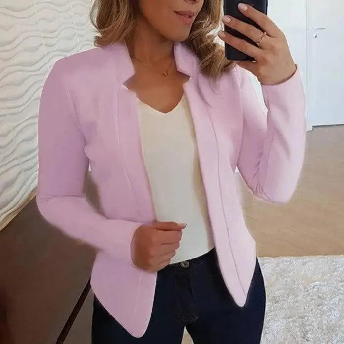 Elegant Women Blazer Thin Long Sleeve Blazer Solid Color Office Lady Suit Coat Fashionable Women Basic Coats