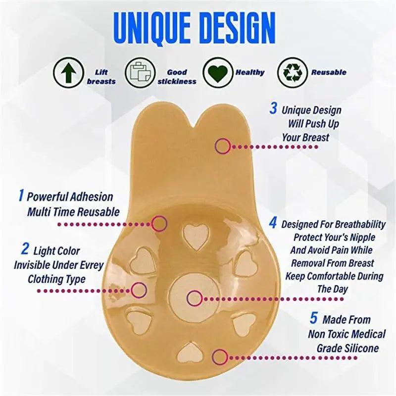 Elegant Women's Invisible Bra Super Push Up Seamless Self-Adhesive Sticky Wedding Party Front Strapless 8 10 12.5cm Cup Fly Bras