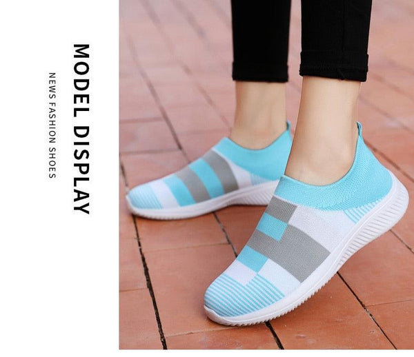 Elegant Women Shoes Espadrilles Knitted Sneakers Women New Flat Shoes Mix Color Casual Walking Shoes Slip-on Sock Shoe Lady Girls Running Shoes Mesh Air Mesh Womens Espadrilles