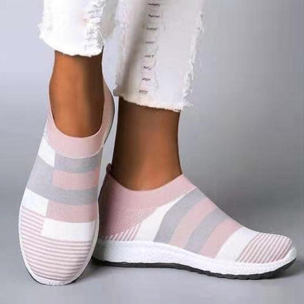 Elegant Women Shoes Espadrilles Knitted Sneakers Women New Flat Shoes Mix Color Casual Walking Shoes Slip-on Sock Shoe Lady Girls Running Shoes Mesh Air Mesh Womens Espadrilles