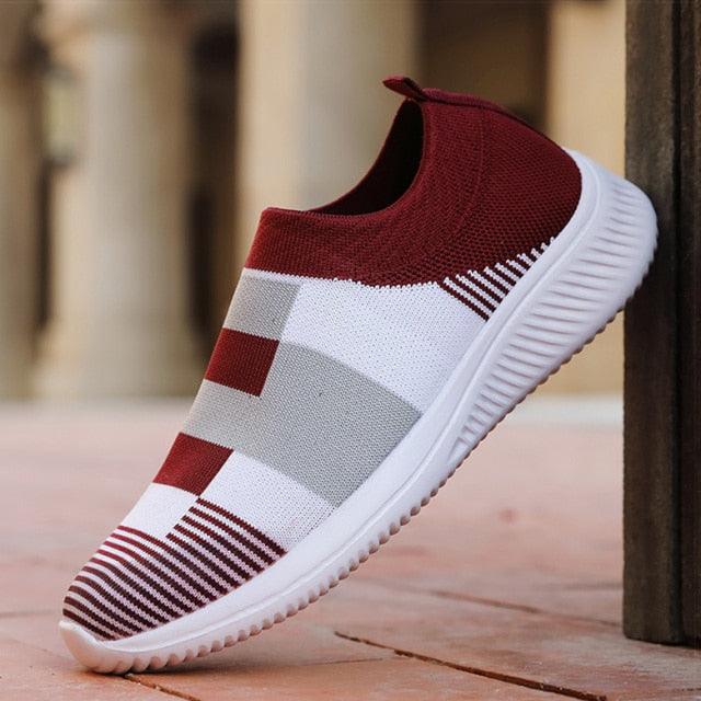 Elegant Women Shoes Espadrilles Knitted Sneakers Women New Flat Shoes Mix Color Casual Walking Shoes Slip-on Sock Shoe Lady Girls Running Shoes Mesh Air Mesh Womens Espadrilles