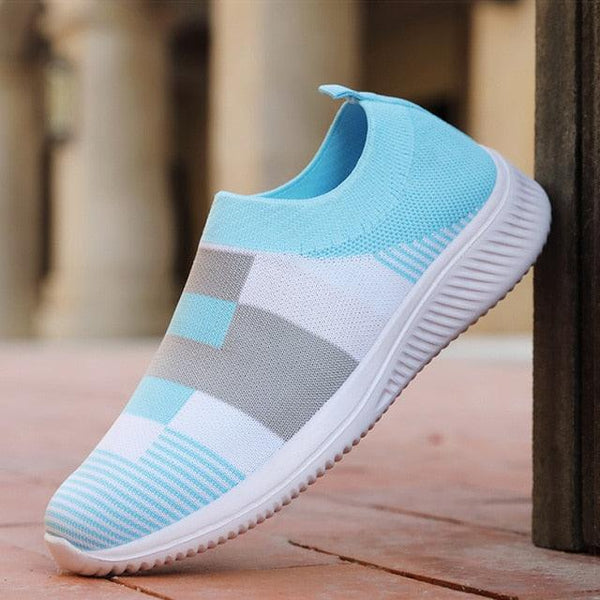 Elegant Women Shoes Espadrilles Knitted Sneakers Women New Flat Shoes Mix Color Casual Walking Shoes Slip-on Sock Shoe Lady Girls Running Shoes Mesh Air Mesh Womens Espadrilles