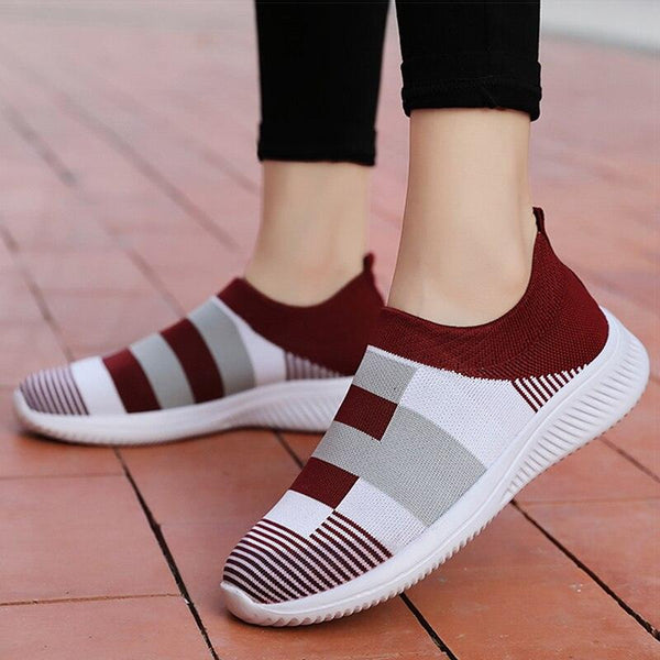 Elegant Women Shoes Espadrilles Knitted Sneakers Women New Flat Shoes Mix Color Casual Walking Shoes Slip-on Sock Shoe Lady Girls Running Shoes Mesh Air Mesh Womens Espadrilles