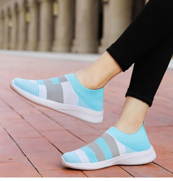Elegant Women Shoes Espadrilles Knitted Sneakers Women New Flat Shoes Mix Color Casual Walking Shoes Slip-on Sock Shoe Lady Girls Running Shoes Mesh Air Mesh Womens Espadrilles