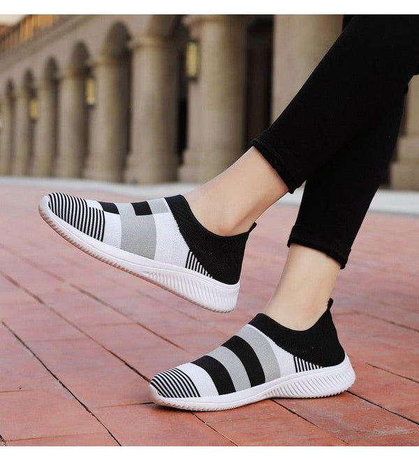 Elegant Women Shoes Espadrilles Knitted Sneakers Women New Flat Shoes Mix Color Casual Walking Shoes Slip-on Sock Shoe Lady Girls Running Shoes Mesh Air Mesh Womens Espadrilles