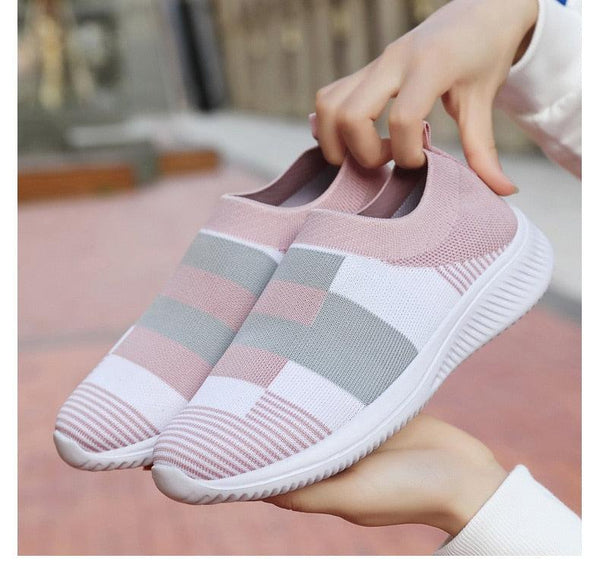 Elegant Women Shoes Espadrilles Knitted Sneakers Women New Flat Shoes Mix Color Casual Walking Shoes Slip-on Sock Shoe Lady Girls Running Shoes Mesh Air Mesh Womens Espadrilles