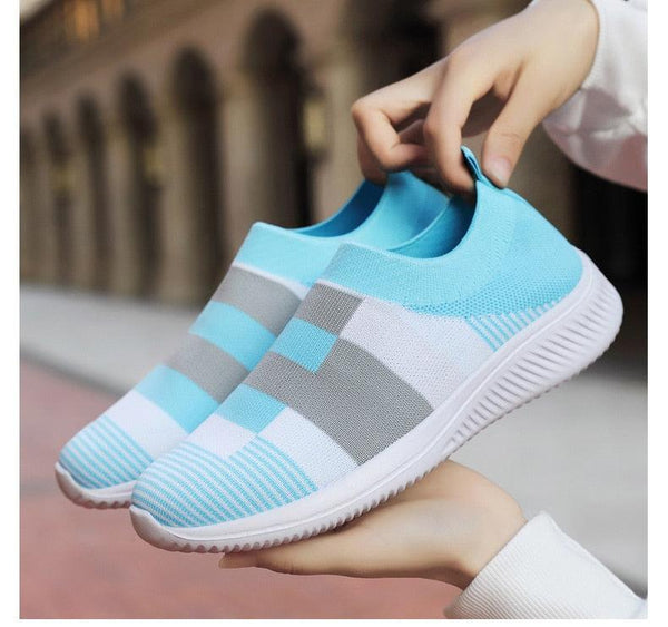 Elegant Women Shoes Espadrilles Knitted Sneakers Women New Flat Shoes Mix Color Casual Walking Shoes Slip-on Sock Shoe Lady Girls Running Shoes Mesh Air Mesh Womens Espadrilles