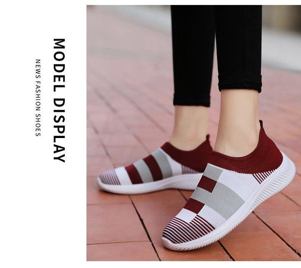 Elegant Women Shoes Espadrilles Knitted Sneakers Women New Flat Shoes Mix Color Casual Walking Shoes Slip-on Sock Shoe Lady Girls Running Shoes Mesh Air Mesh Womens Espadrilles