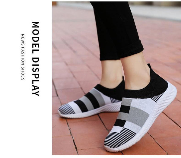 Elegant Women Shoes Espadrilles Knitted Sneakers Women New Flat Shoes Mix Color Casual Walking Shoes Slip-on Sock Shoe Lady Girls Running Shoes Mesh Air Mesh Womens Espadrilles