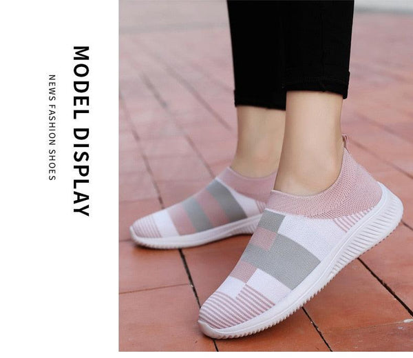 Elegant Women Shoes Espadrilles Knitted Sneakers Women New Flat Shoes Mix Color Casual Walking Shoes Slip-on Sock Shoe Lady Girls Running Shoes Mesh Air Mesh Womens Espadrilles