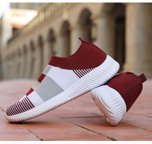 Elegant Women Shoes Espadrilles Knitted Sneakers Women New Flat Shoes Mix Color Casual Walking Shoes Slip-on Sock Shoe Lady Girls Running Shoes Mesh Air Mesh Womens Espadrilles