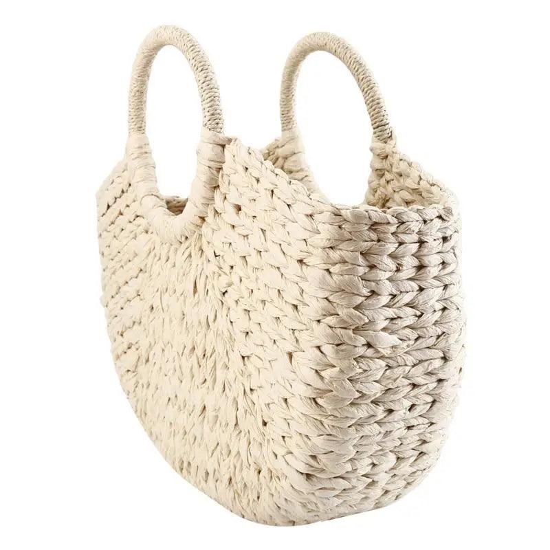 Elehant Women's Woven Wicker Straw Half Round Bag Trendy Large Capacity Female Casual Travel Bag