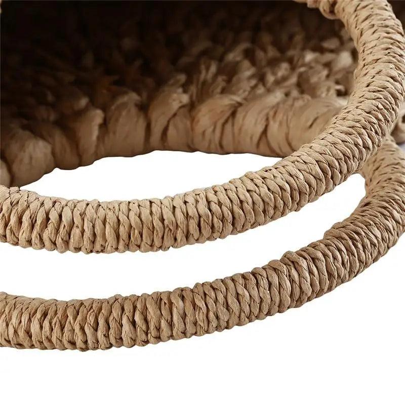 Elehant Women's Woven Wicker Straw Half Round Bag Trendy Large Capacity Female Casual Travel Bag
