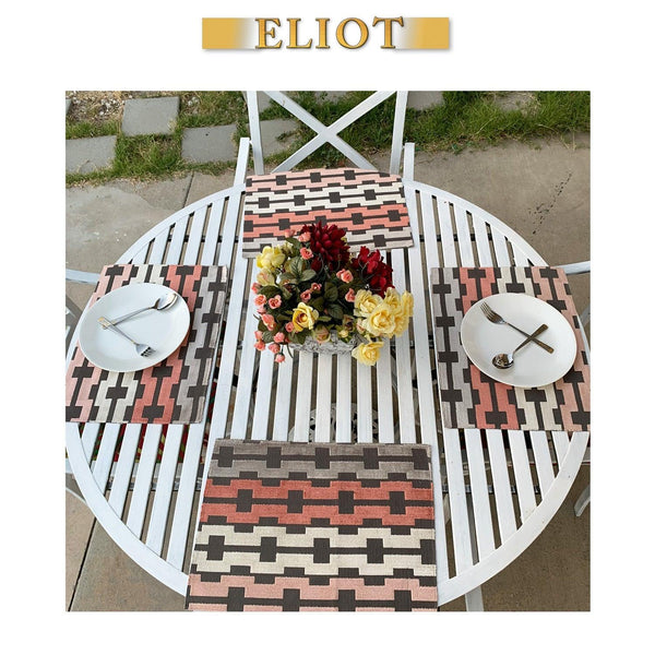Bardot - Pack of 4 Beautiful Cut Velvet One-Side Placemats - Color: Blush