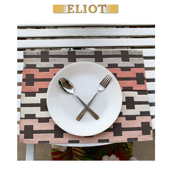 Bardot - Pack of 4 Beautiful Cut Velvet One-Side Placemats - Color: Blush