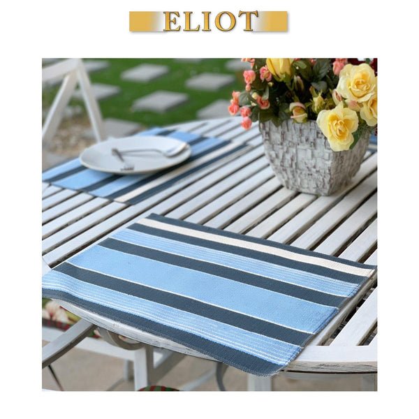 Special Sale! Chic Plate Mats for Your Dining Room, Richmond - Pack of 4 Beautiful Cut Velvet One-Side Placemats - Color: Indigo