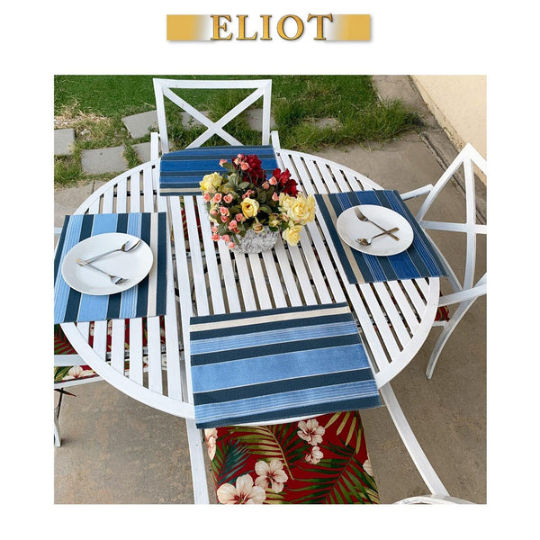 Special Sale! Chic Plate Mats for Your Dining Room, Richmond - Pack of 4 Beautiful Cut Velvet One-Side Placemats - Color: Indigo