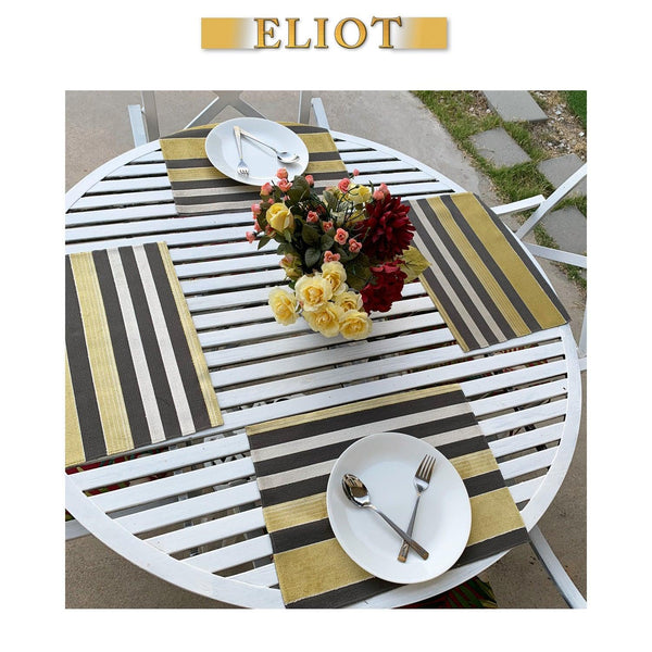 Richmond - Pack of 4 Beautiful Cut Velvet One-Side Placemats - Color: Sunny