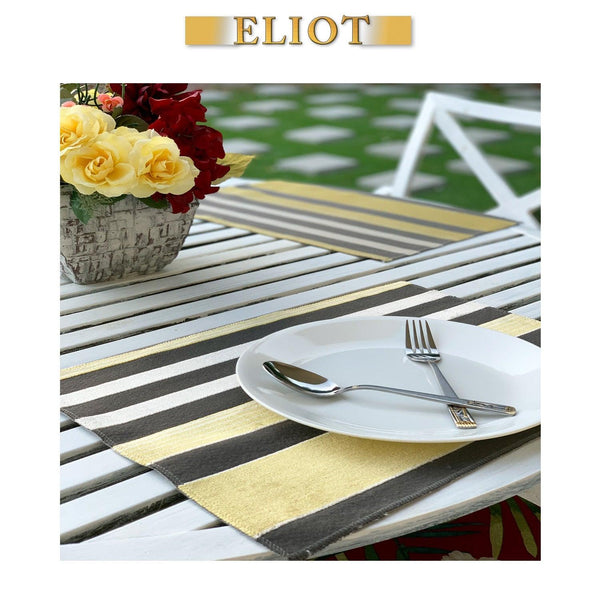 Richmond - Pack of 4 Beautiful Cut Velvet One-Side Placemats - Color: Sunny