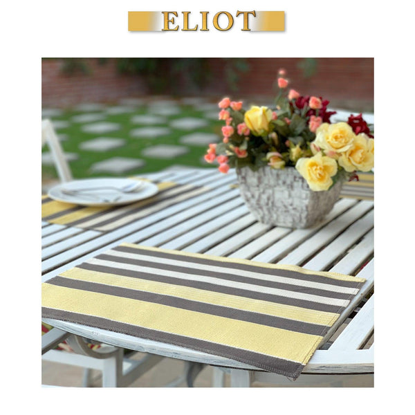 Richmond - Pack of 4 Beautiful Cut Velvet One-Side Placemats - Color: Sunny