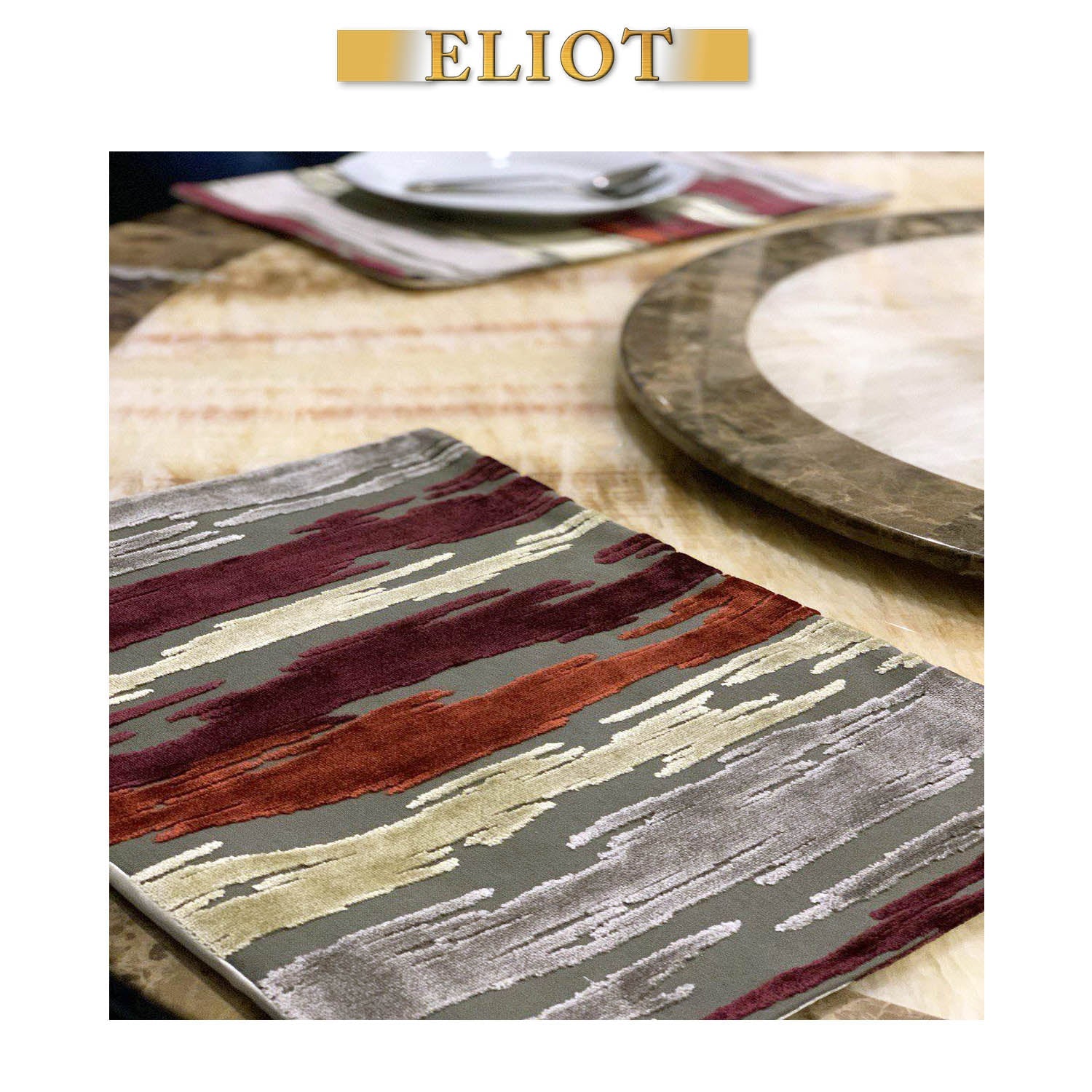 Cirrus - Set of 4 Beautiful Cut Velvet Placemats - Color: Ruby