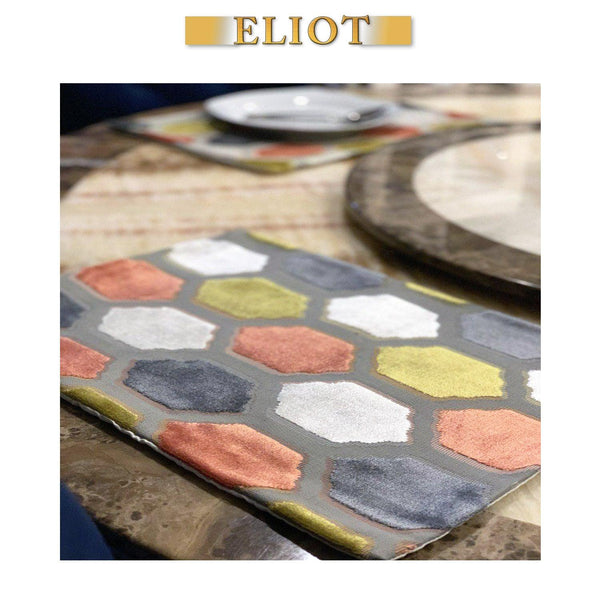Seymour - Pack of 4 Beautiful Cut Velvet Placemats - Color: Sorbet