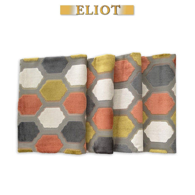 Seymour - Pack of 4 Beautiful Cut Velvet Placemats - Color: Sorbet