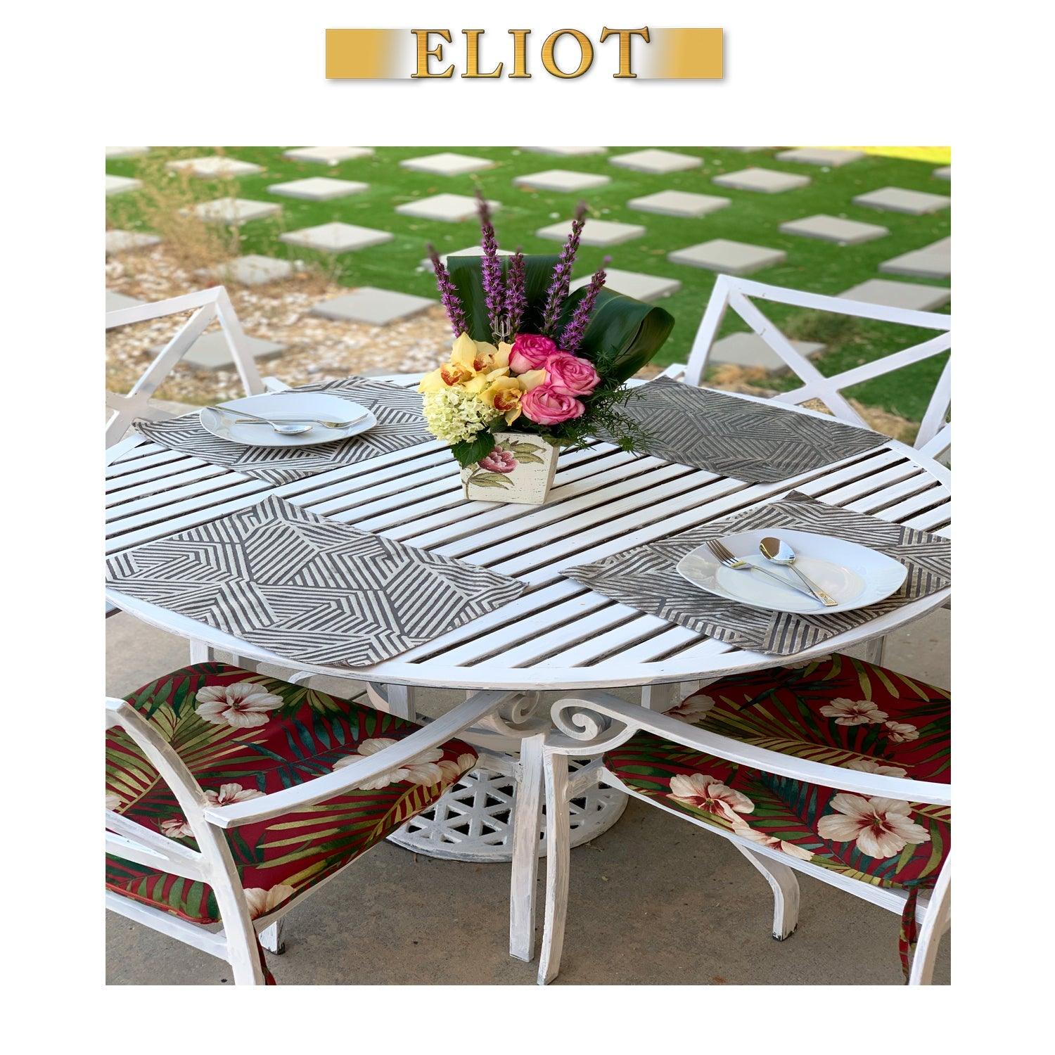 Aurora - Pack of 4 Beautiful Geometric Burnout Velvet One-Side Placemats - Color: Cobblestone