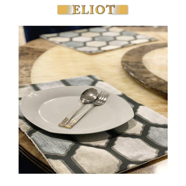 Seymour - Pack of 4 Beautiful Cut Velvet Placemats - Color: Carrara