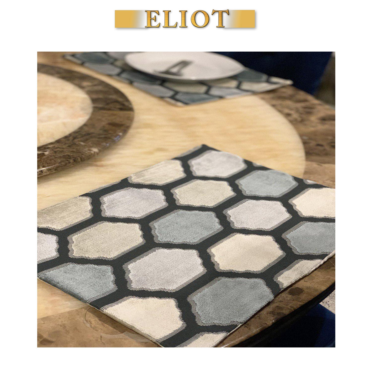 Seymour - Pack of 4 Beautiful Cut Velvet Placemats - Color: Carrara