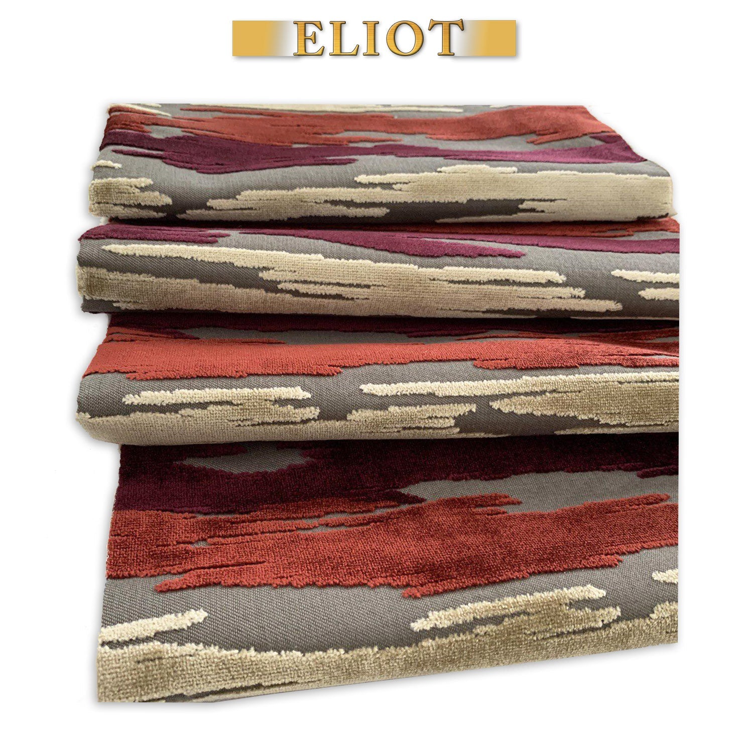 Cirrus - Set of 4 Beautiful Cut Velvet Placemats - Color: Ruby