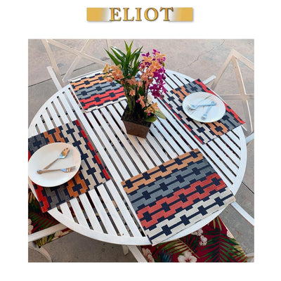 Bardot - Pack of 4 Beautiful Cut Velvet One-Side Placemats - Color: Atomic