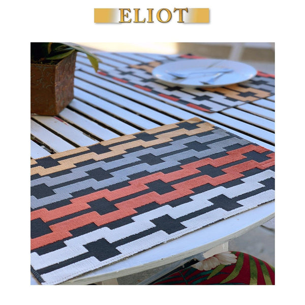 Bardot - Pack of 4 Beautiful Cut Velvet One-Side Placemats - Color: Atomic