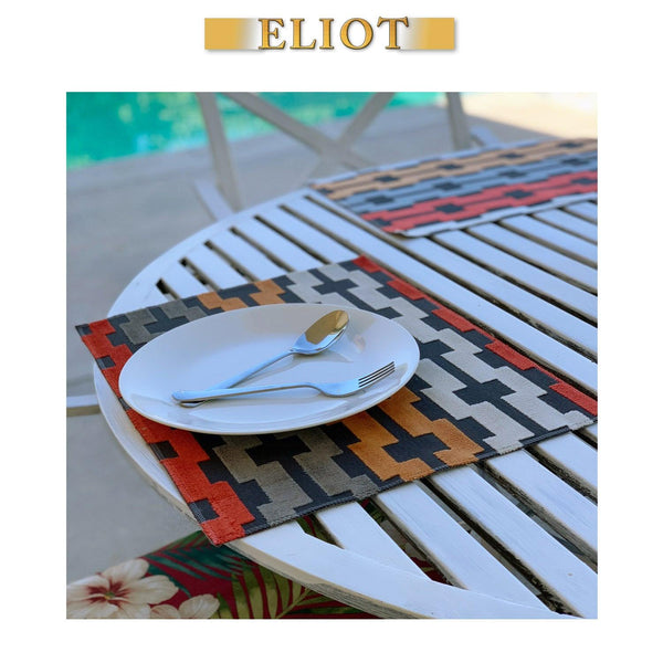 Bardot - Pack of 4 Beautiful Cut Velvet One-Side Placemats - Color: Atomic
