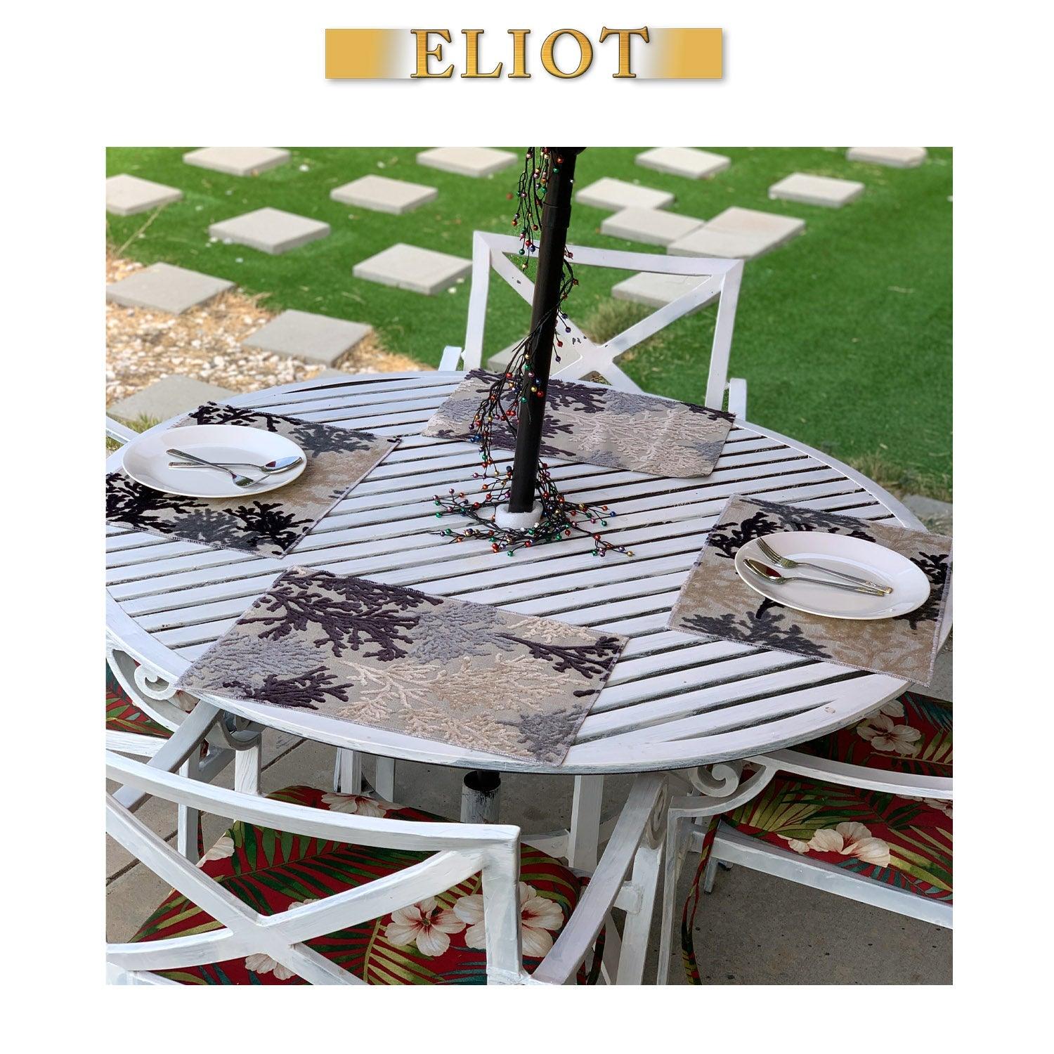 Reef - Pack of 4 Beautiful Cut Velvet One-Side Placemats - Color: SharkSkin